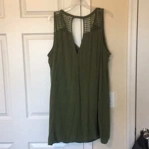 Short open cut mini olive dress